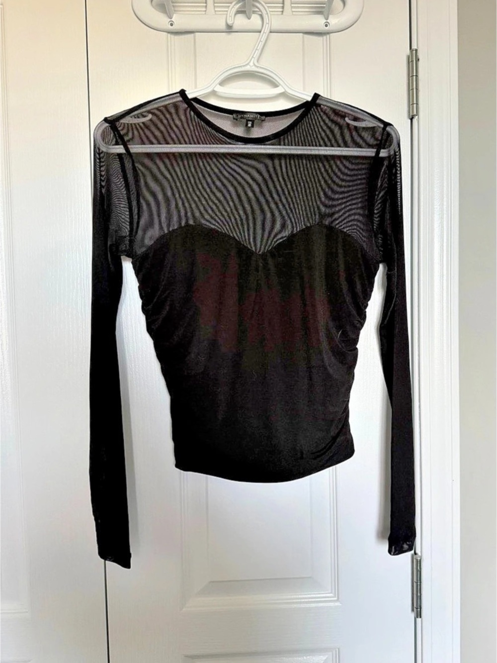 Black Mesh Long Sleeve Top Like New